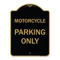 Amistad 18 x 24 in. Designer Series Sign - Motorcycle Parking Only, Black & Gold AM2069138